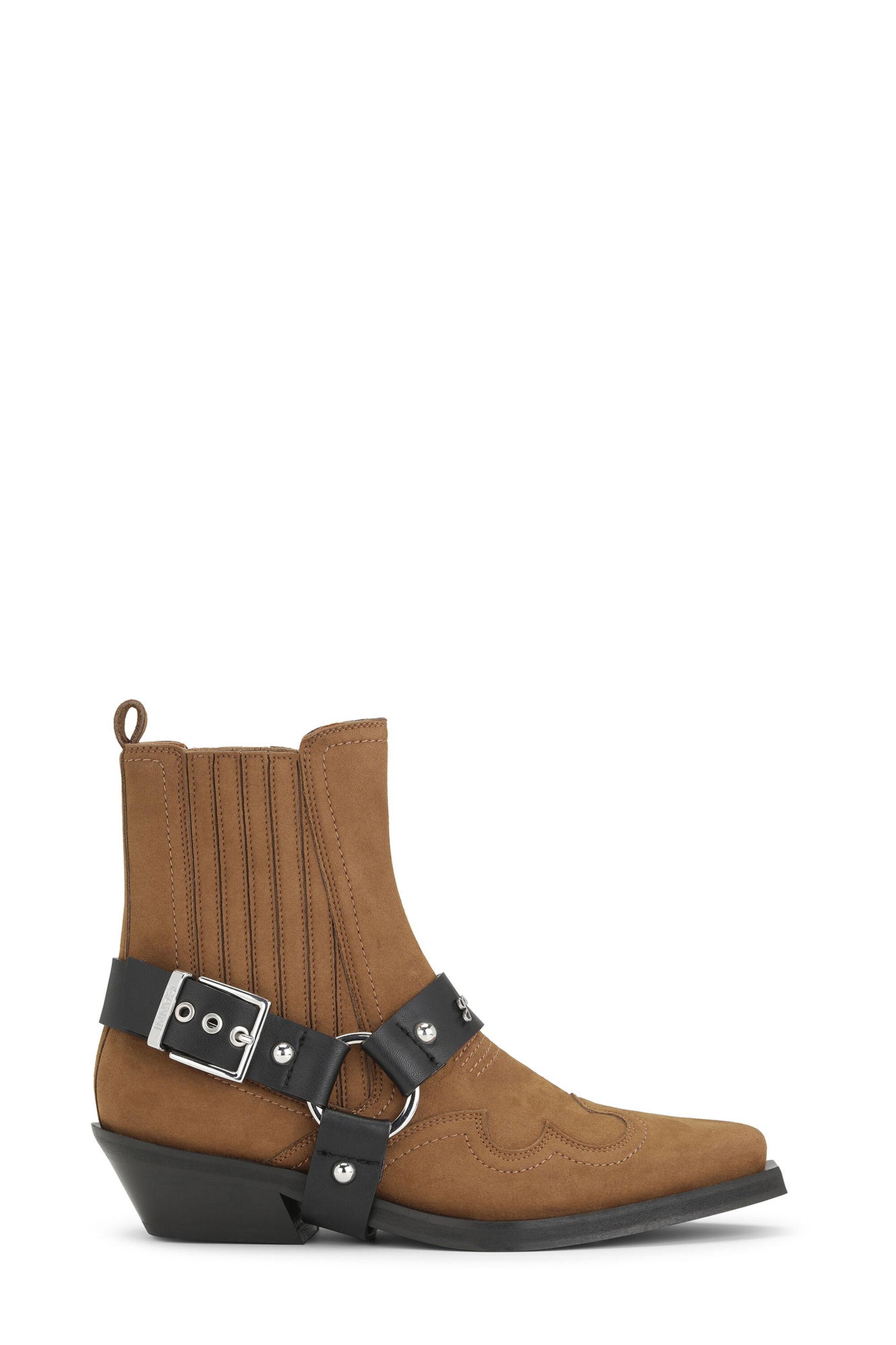 Brown Suede Low Cut Western Chelsea Boots Product Image