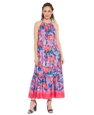 Petite Printed Halter-Neck Maxi Dress Product Image