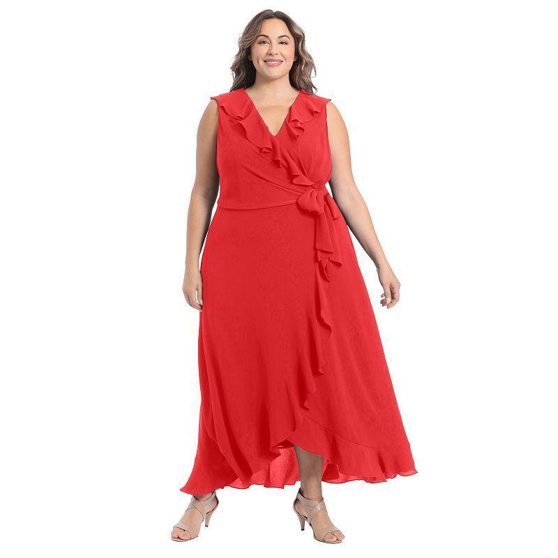 Plus Size London Times Ruffle Hem Maxi Dress, Womens product image