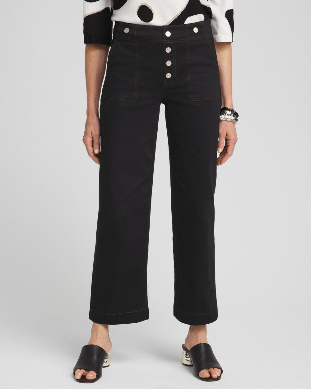 Faux Button Pull-on Cropped Jeans product image