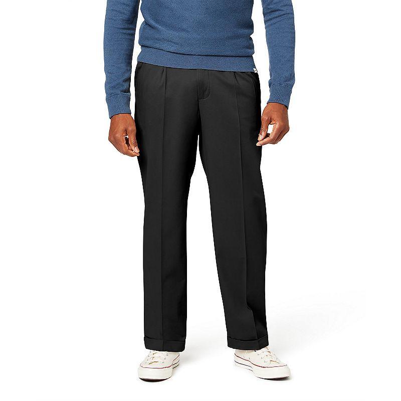 Dockers Mens Comfort Relaxed Pleated Cuffed Fit Khaki Stretch Pants Product Image