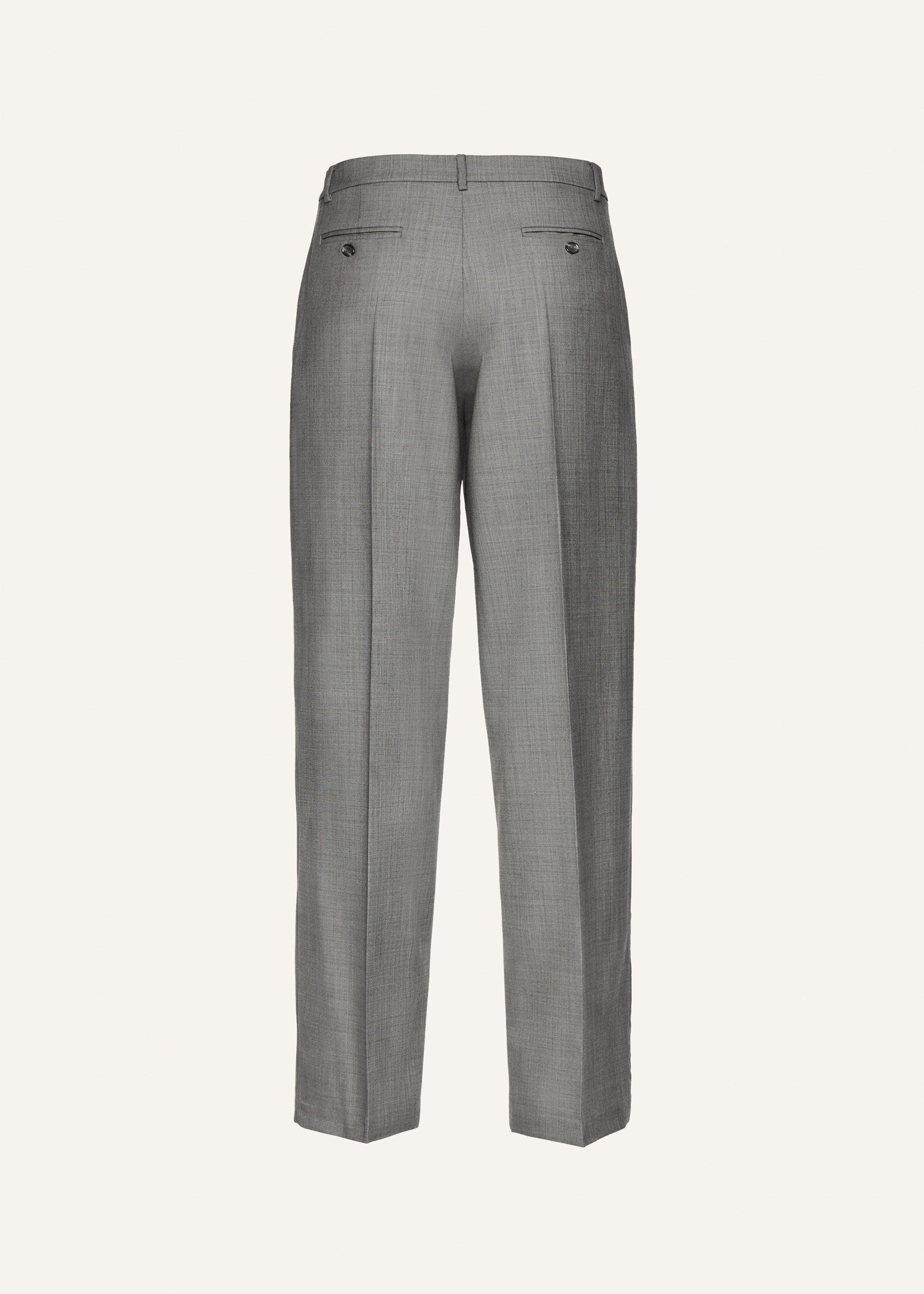 Wide leg tailored wool pants in grey Product Image