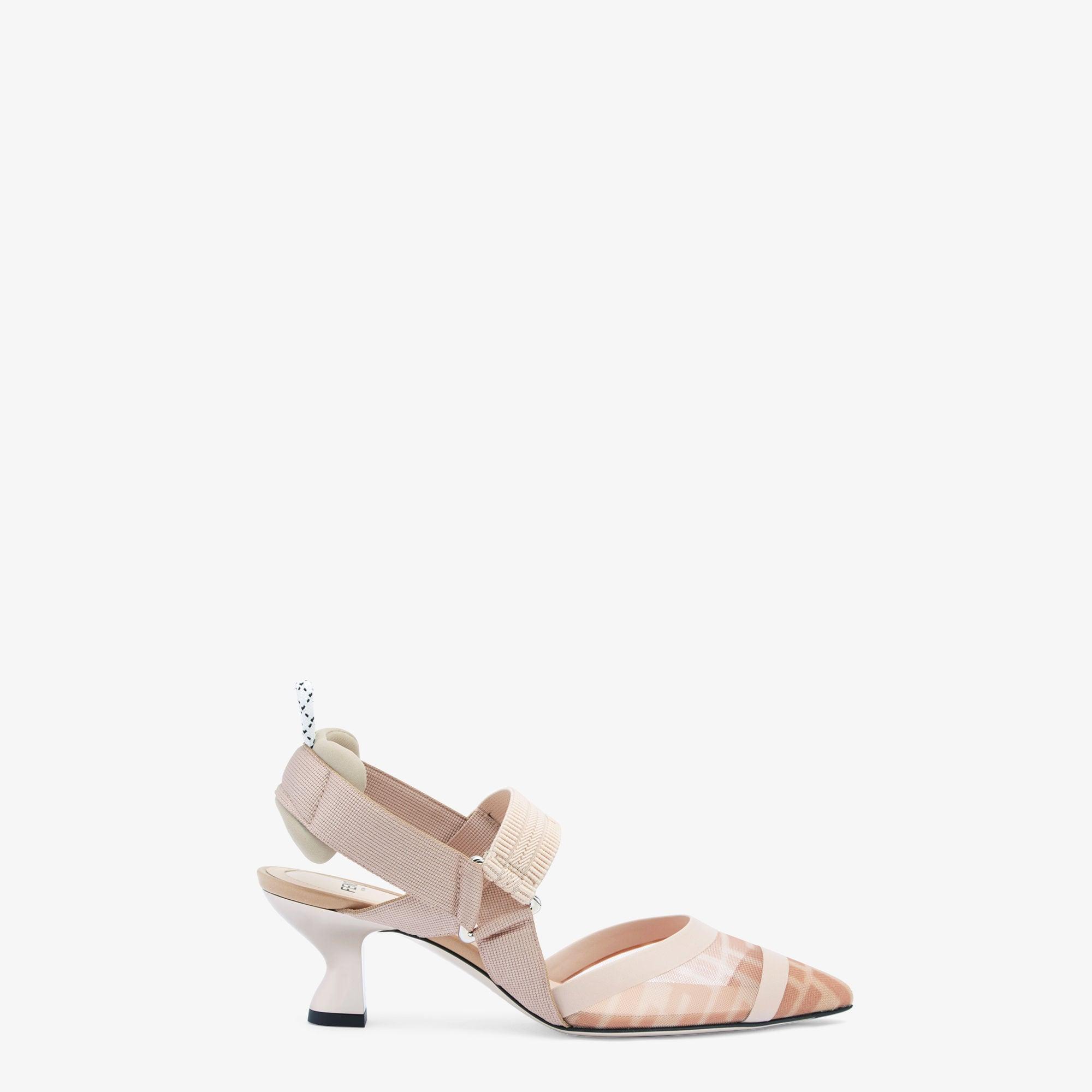 ColibrìNude leather and pink mesh slingbacks with medium heel Product Image