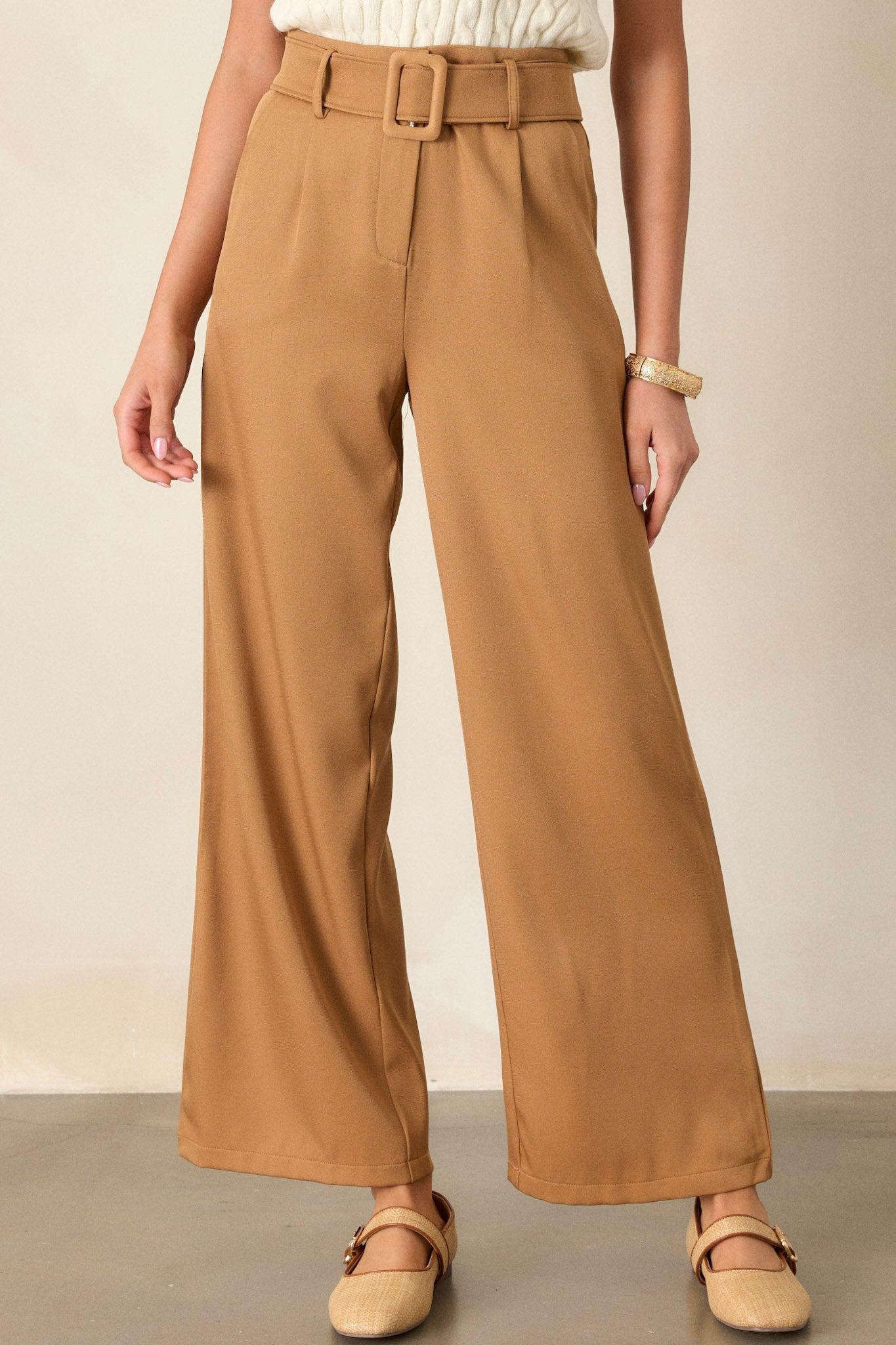 Gone Again Camel Brown Belted Pants product image