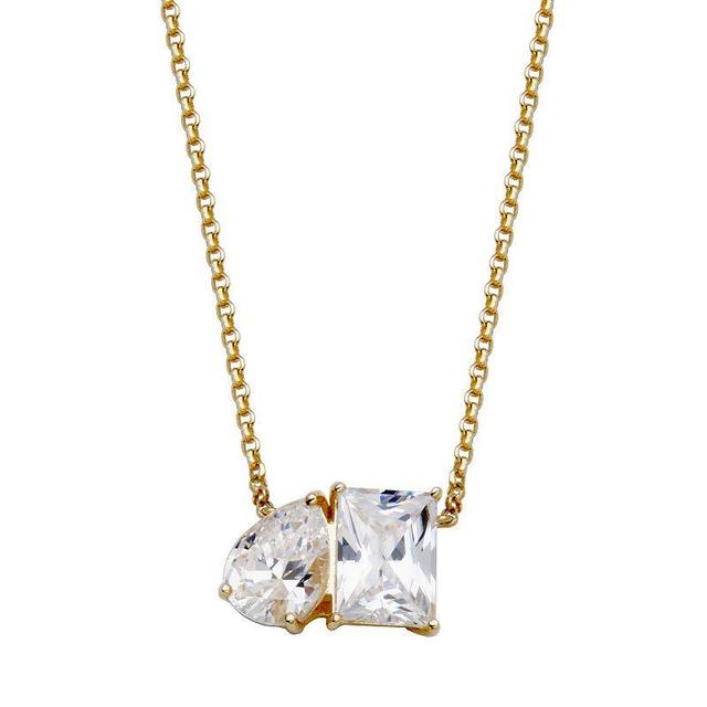 Sarafina 14k Gold Plated Cubic Zirconia Cluster Necklace, Womens Gold Tone White Product Image