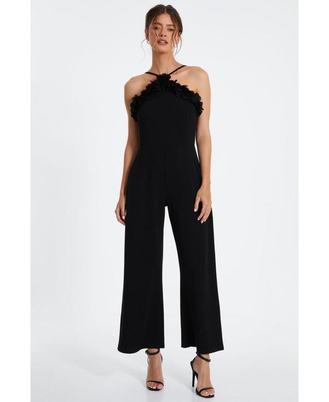 Quiz Womens Scuba Crepe Halter Palazzo Jumpsuit Product Image