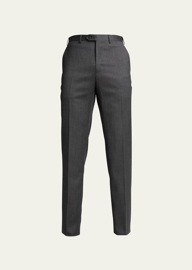 Mens Wool Straight-Leg Pants, Charcoal Product Image