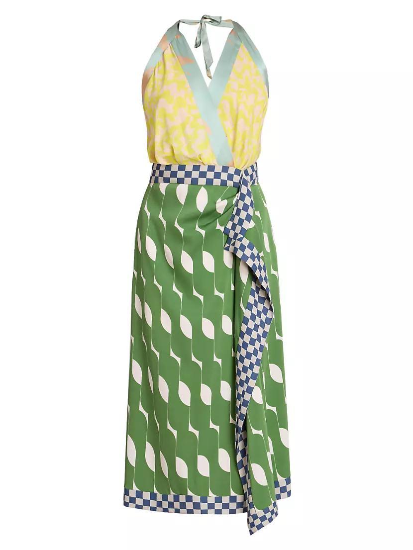 Dole Mixed-Media Silk-Blend Midi-Dress Product Image