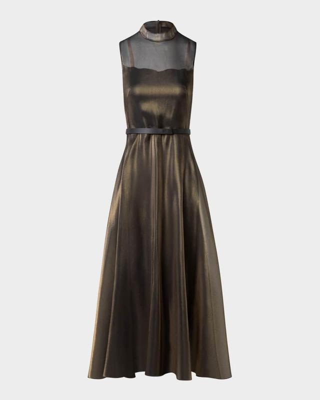 Metallic Organza Sleeveless Midi Dress Product Image