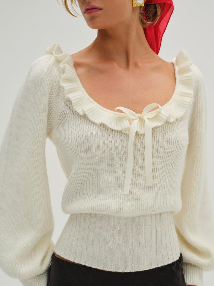 Miranda Knit Top — Ivory Product Image