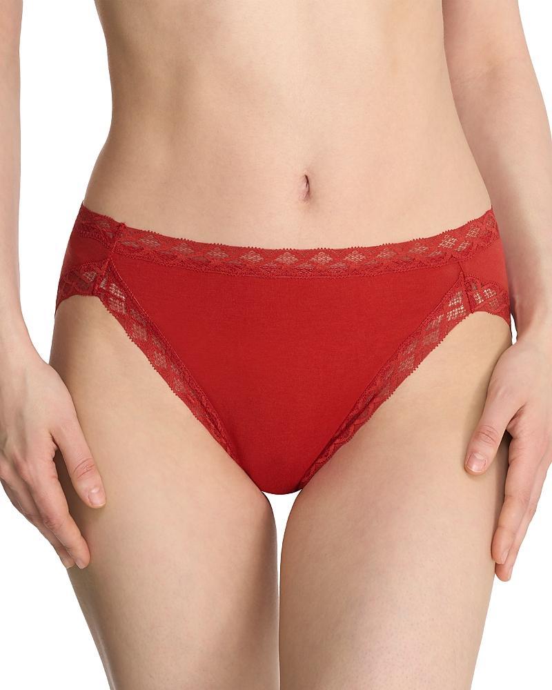 Natori Bliss Lace-Trim Cotton French-Cut Brief Underwear 152058 Product Image