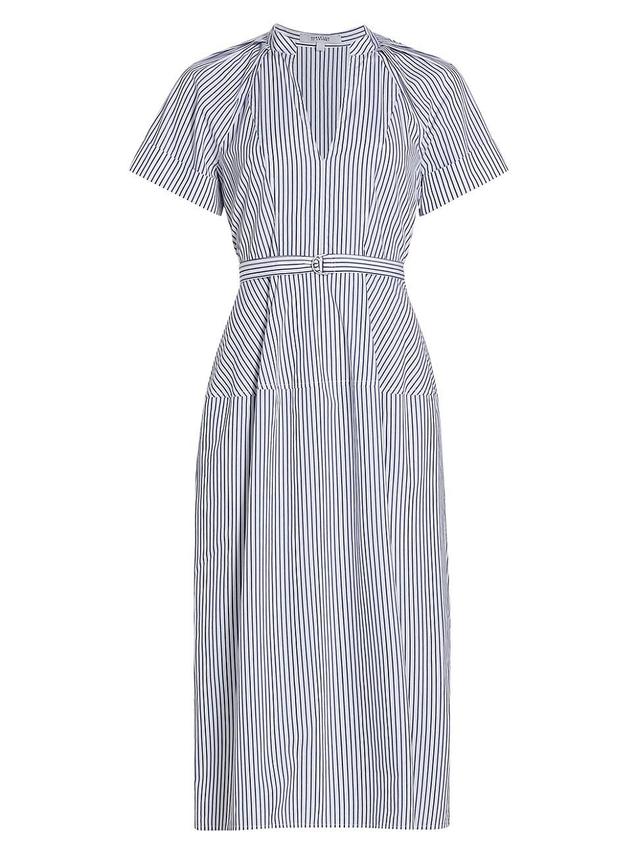 Womens Orla Belted Striped Cotton Midi-Dress Product Image