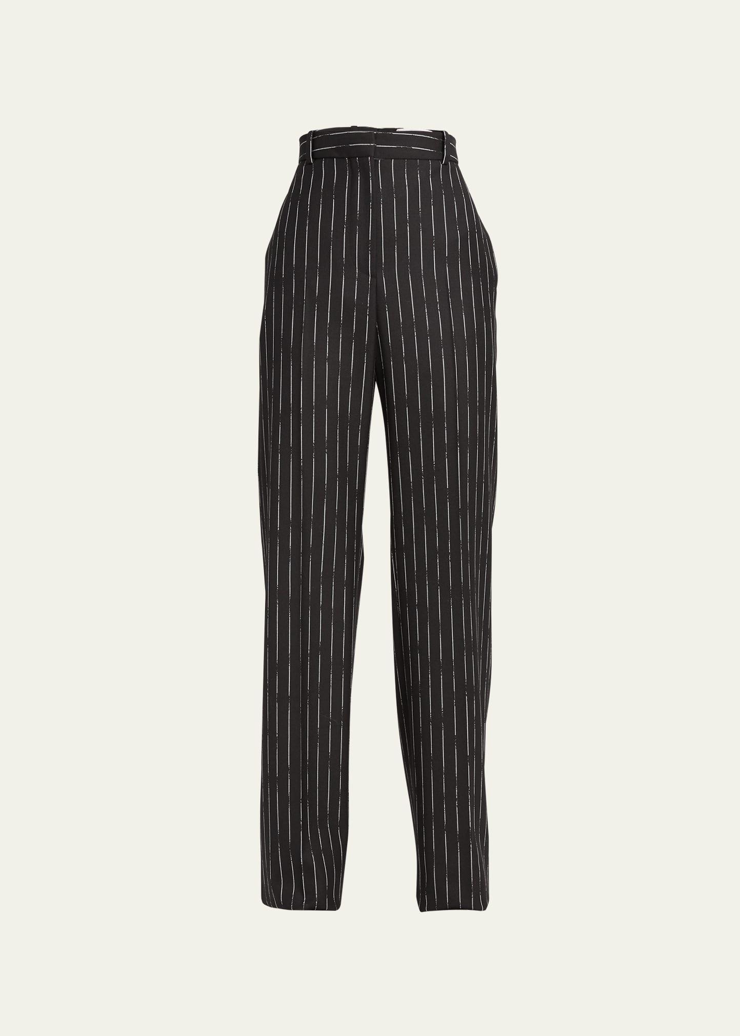 Alexander McQueen High Waist Wide Leg Wool Pants product image