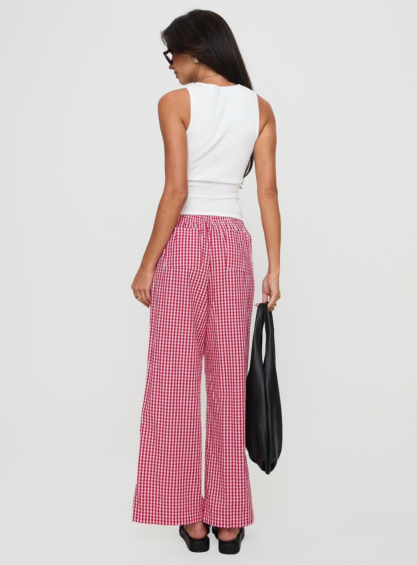 Beach House Pants Red Gingham Product Image