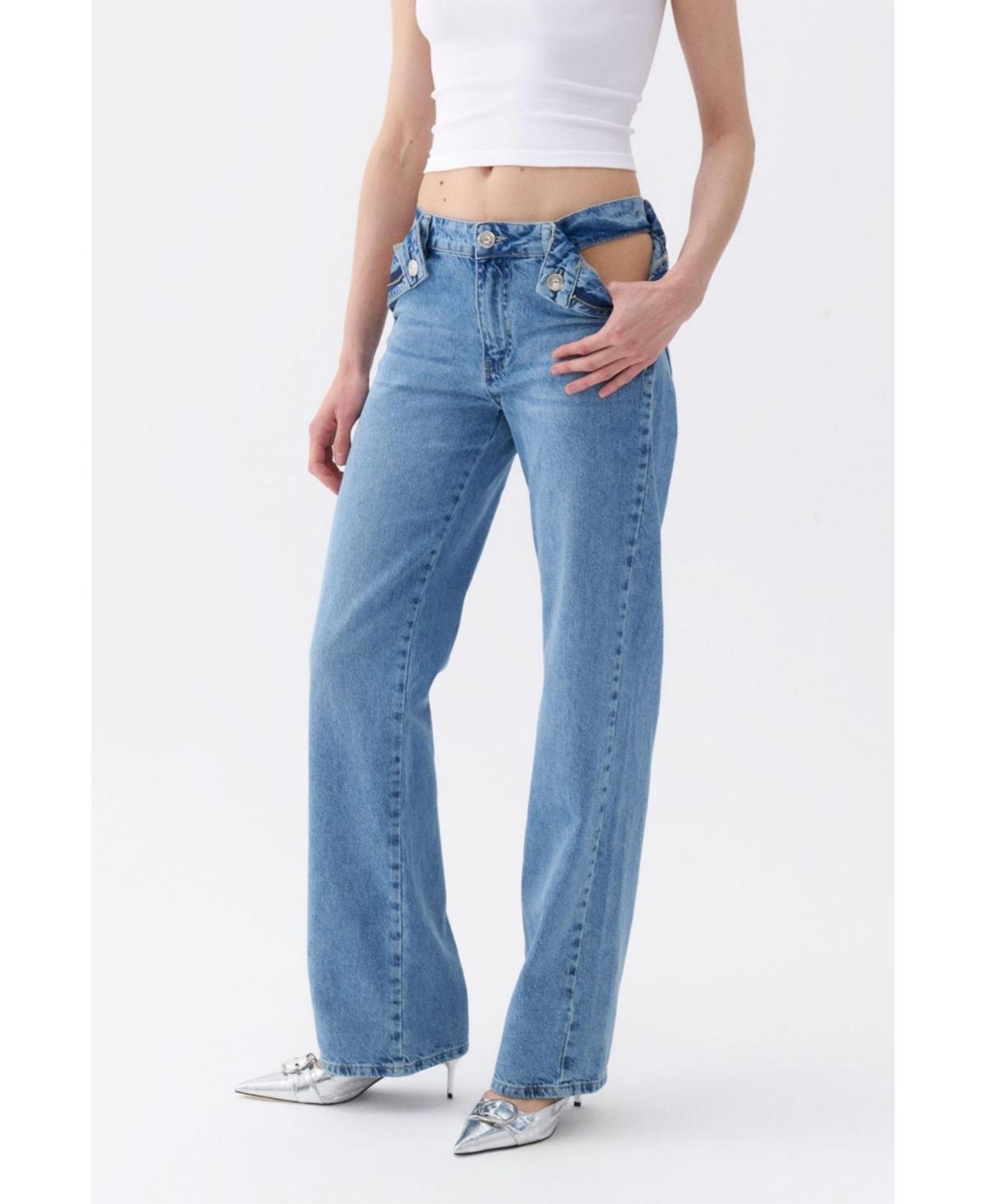 Nocturne Womens Cut-Out Detailed High Waist Jeans product image