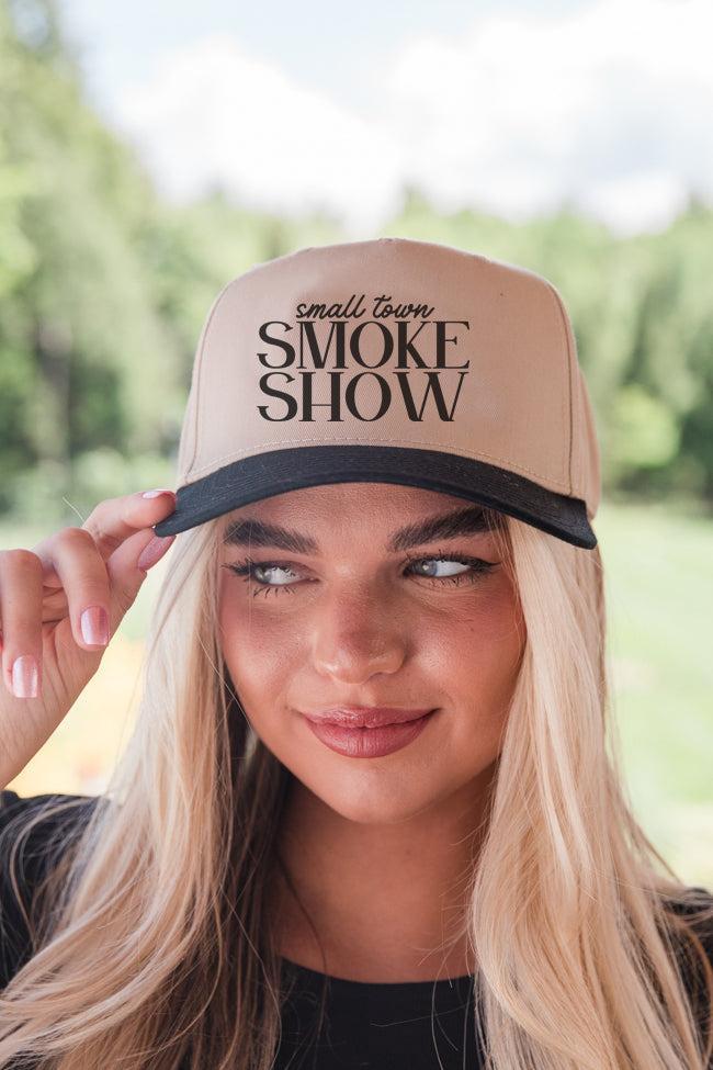 Small Town Smoke Show Black and Khaki Trucker Hat Product Image