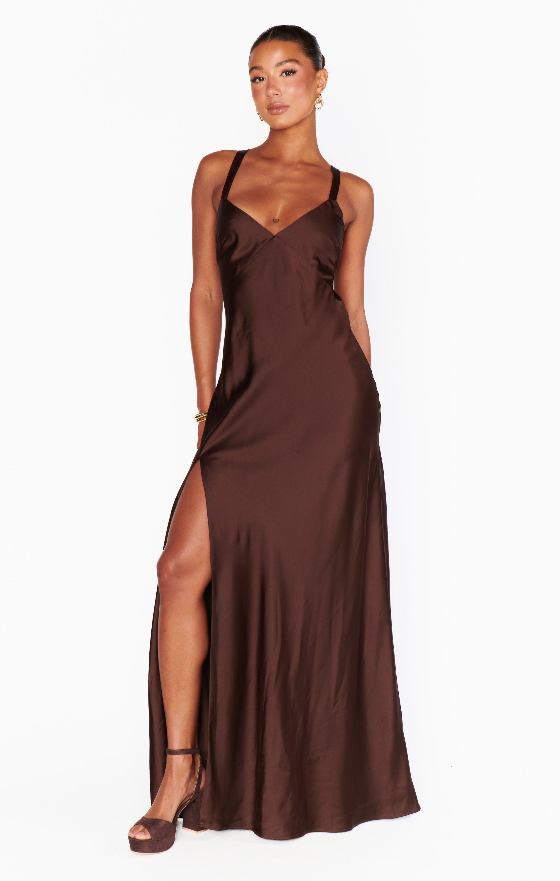 Anderson Maxi Dress ~ Chocolate Luxe Satin Product Image