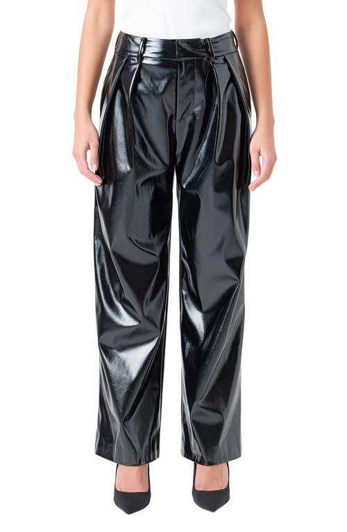 Grey Lab Pleat Faux Patent Leather Pants Product Image