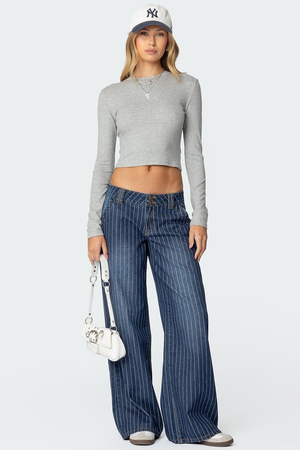 Cory Striped Low Rise Jeans Product Image