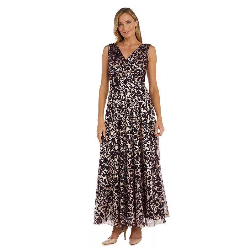 Womens R&M Richards Sculpted Waist Fit and Flare Pleated Evening Gown Product Image