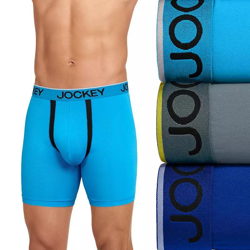 Mens Jockey 3-Pack Chafe Proof Pouch Microfiber 5 Boxer Briefs Blue Team Product Image