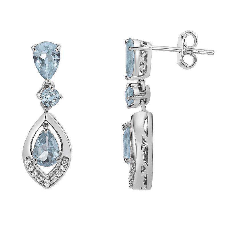 Gemminded Sterling Silver Aqua & White Topaz Earrings, Womens, Blue Product Image