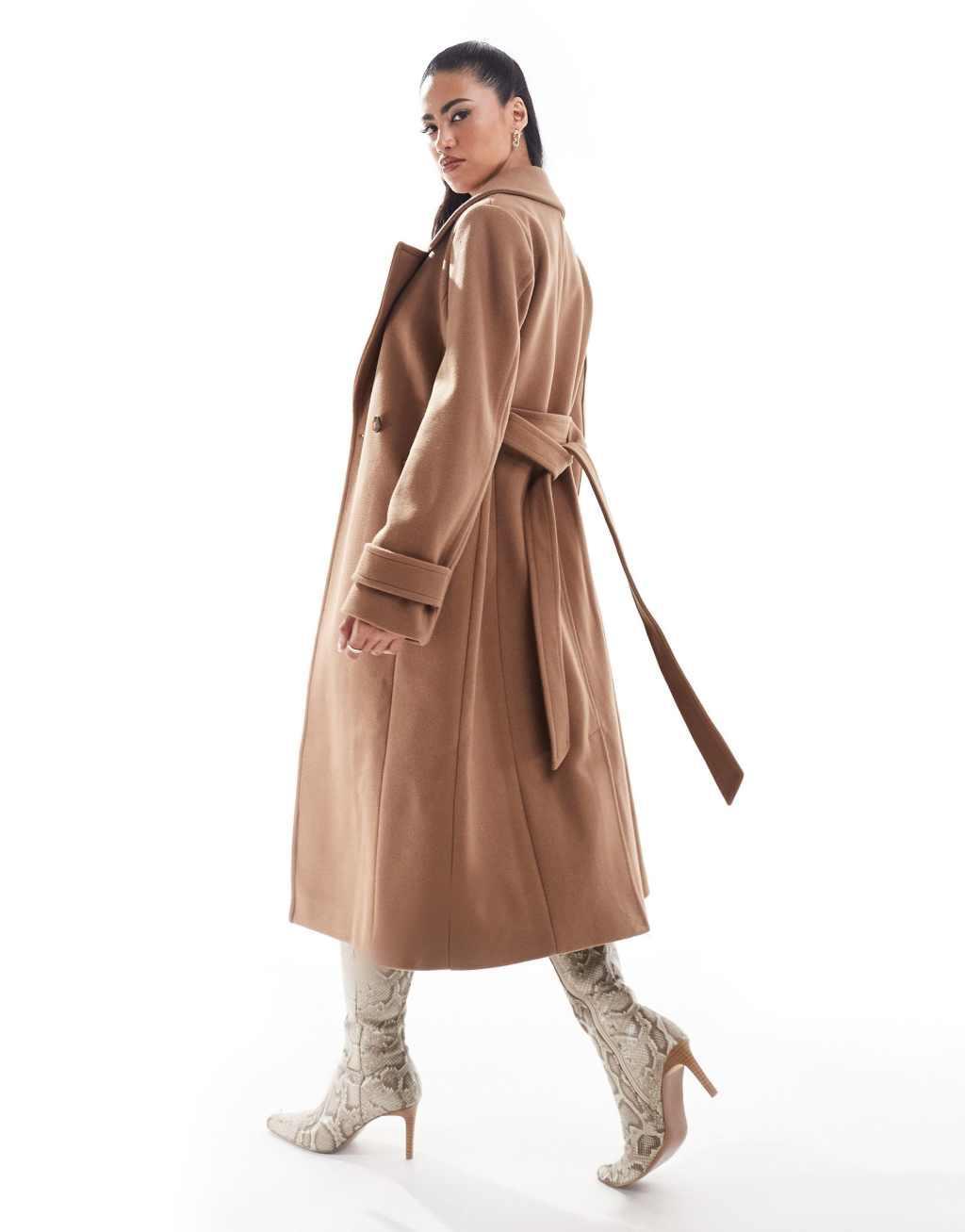 Ever New wool mix belted coat in soft camel Product Image