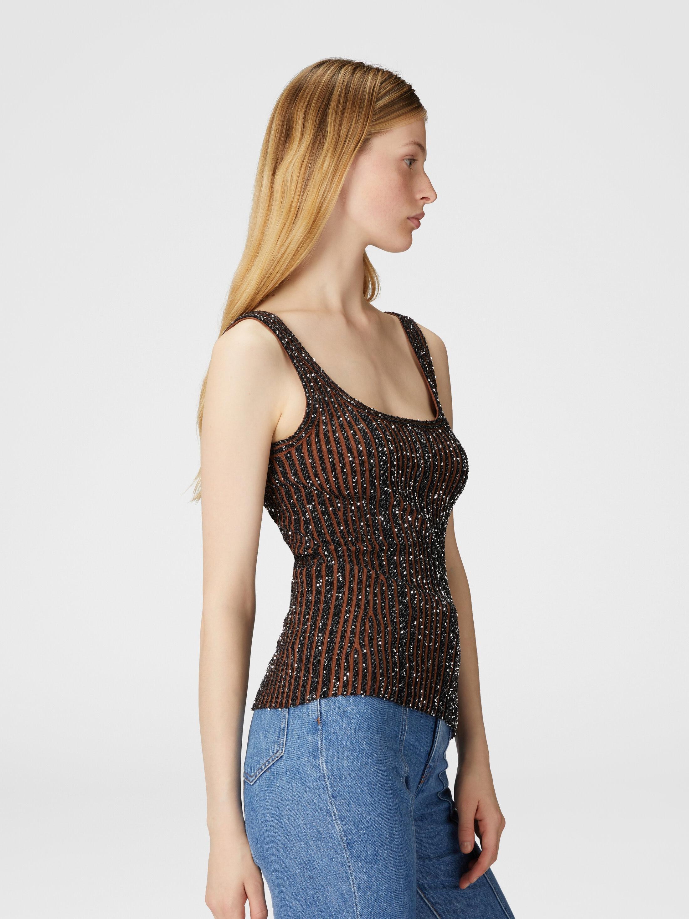 Ribbed tank top with sequins Product Image