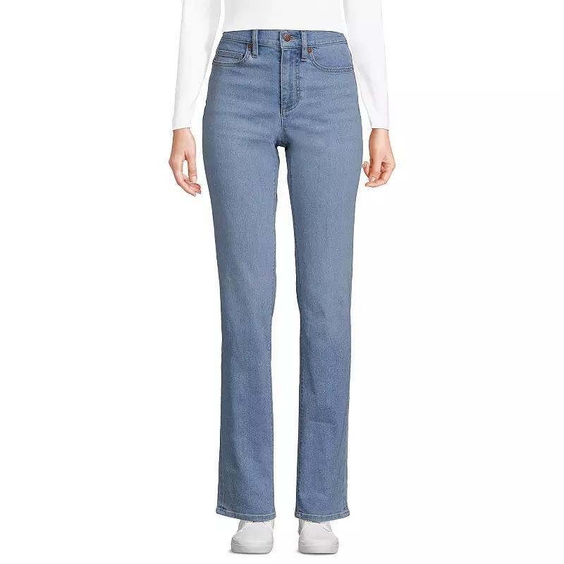 Petite Lands End Recover High-Rise Straight-Leg Jeans, Womens Blue Product Image