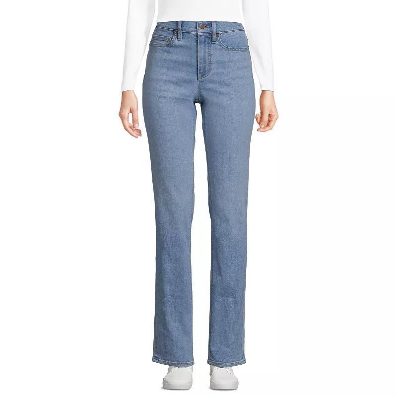 Womens Tall Lands End Recover High-Rise Straight-Leg Jeans Blue Product Image