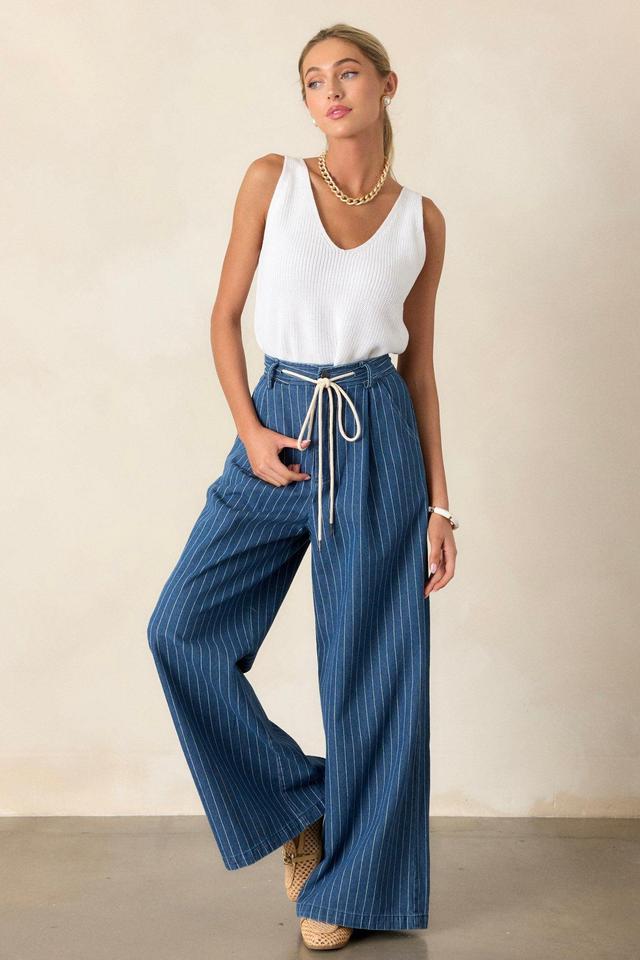 They Say Vision Blue Stripe Wide-Leg Pants Product Image