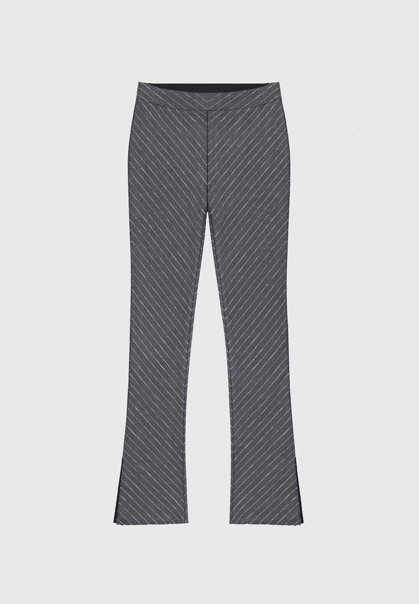 Pinstripe Mini Flared Trousers - Grey Female Product Image