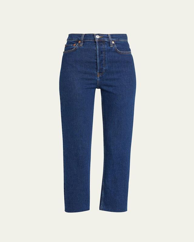 High-Rise Stovepipe Jeans with Raw-Edge Hem Product Image