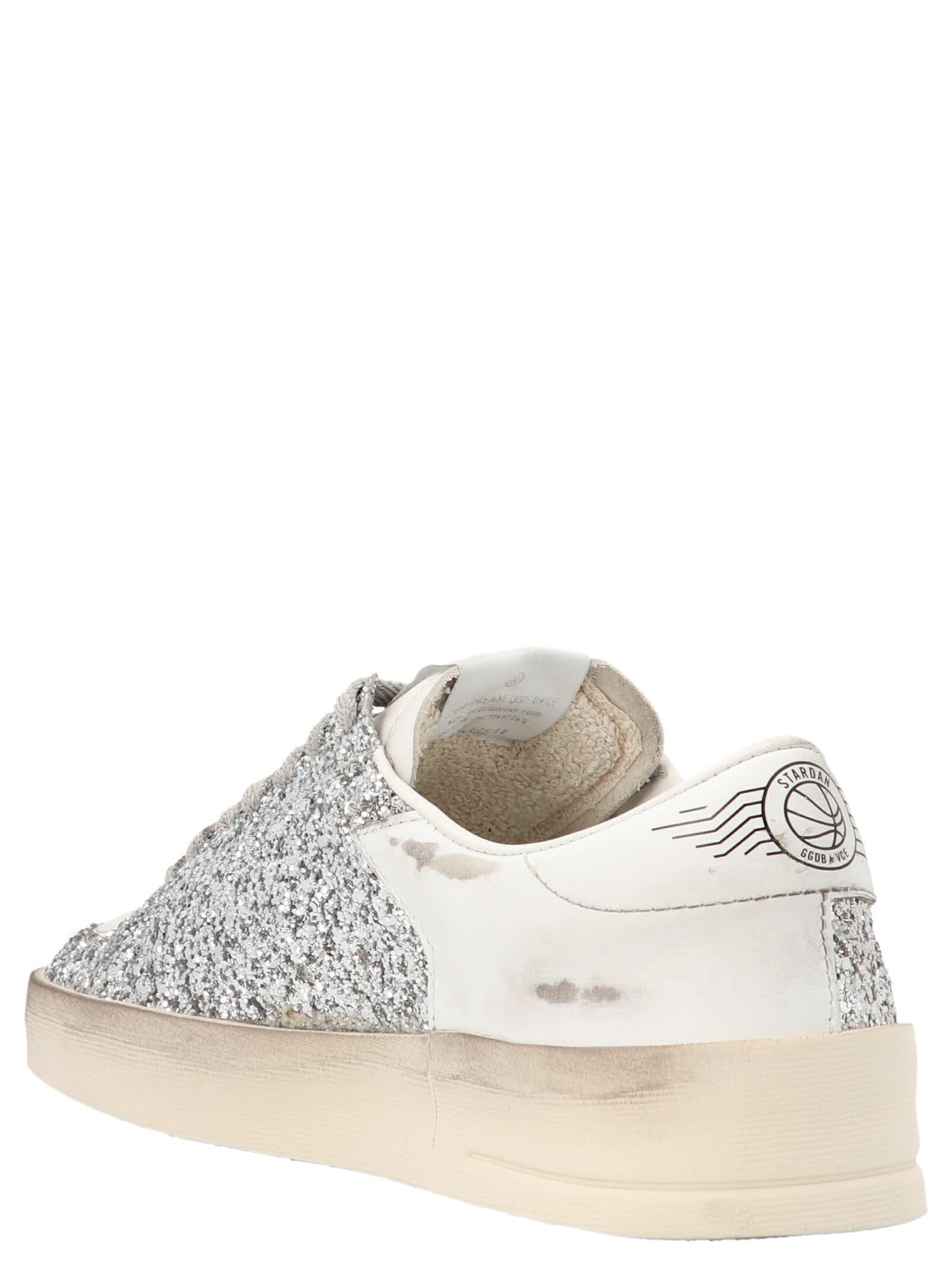 Stardan Leather And Glitter Sneakers In White Product Image