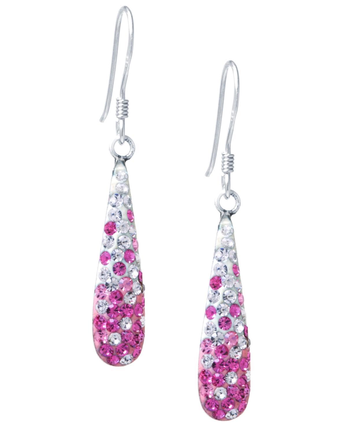 Main and Sterling Sterling Silver Pink Crystal Ombre Teardrop Earrings, Womens Product Image