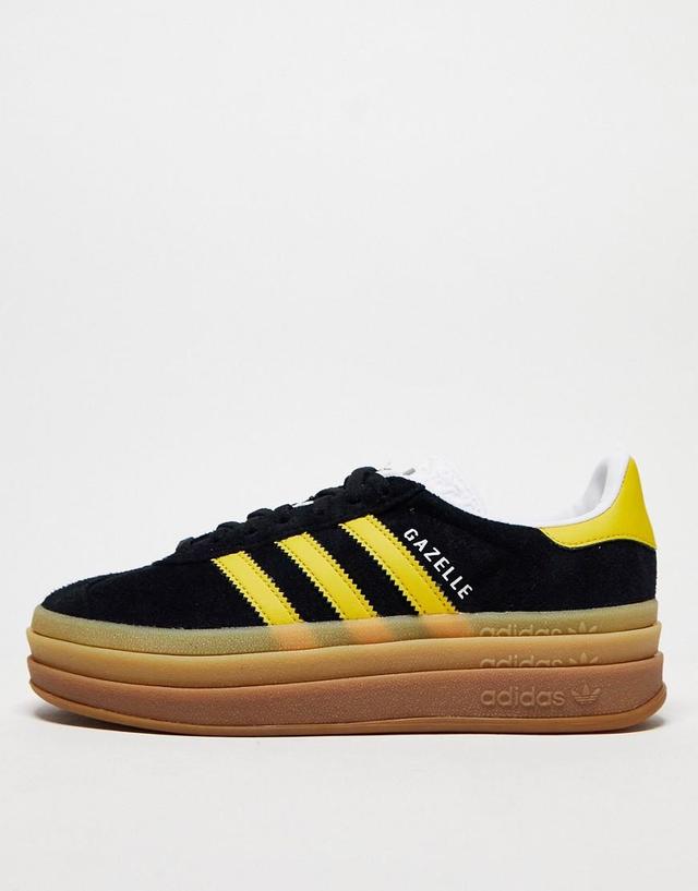 Womens adidas Gazelle Bold Athletic Shoe - Core / Gold / White Product Image