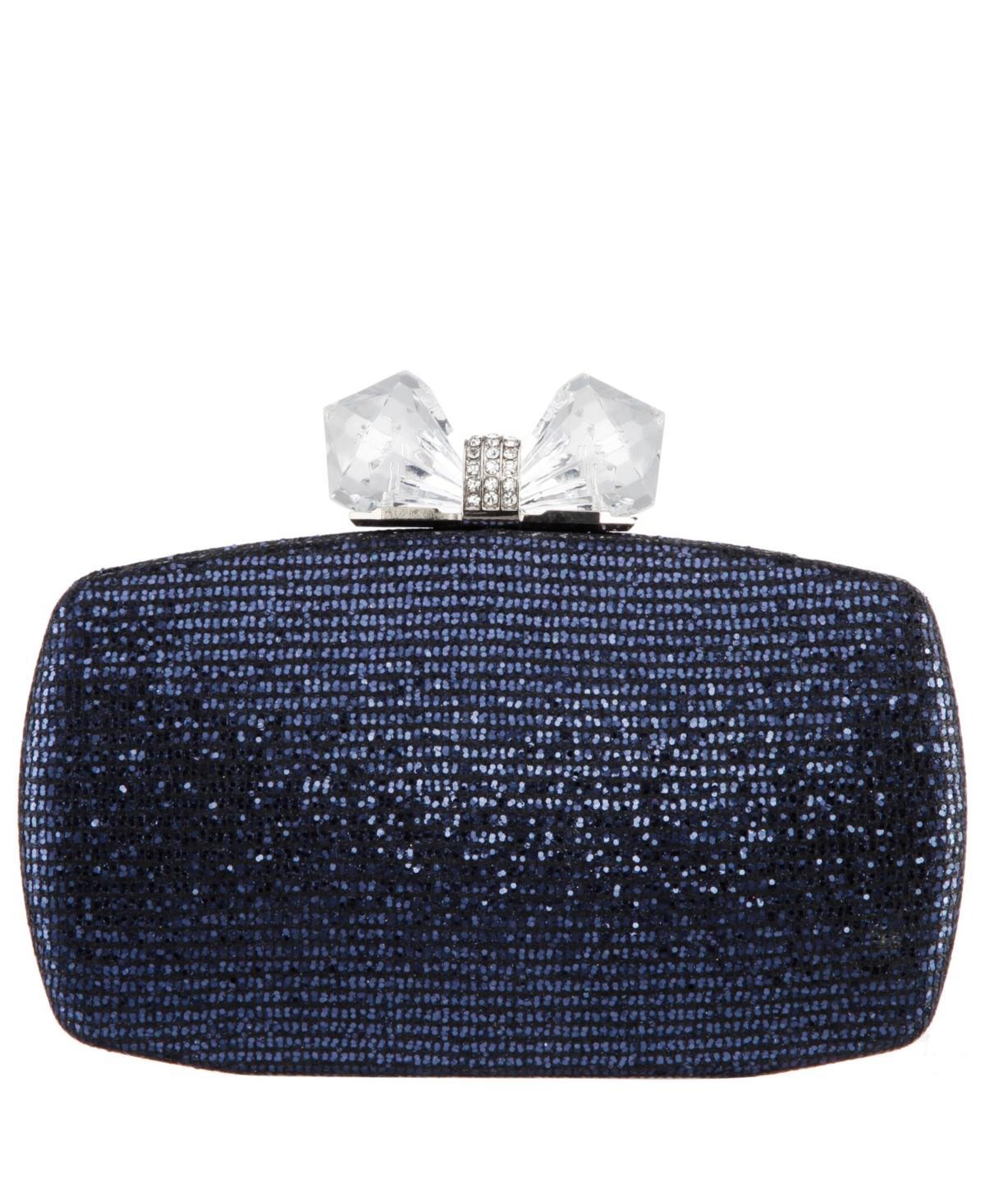 Womens Glitter Minaudiere With Crystal Bow Clasp Product Image