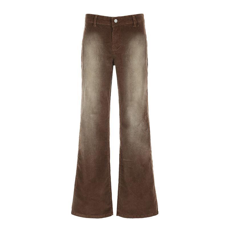 Low Rise Washed Corduroy Flared Pants Product Image