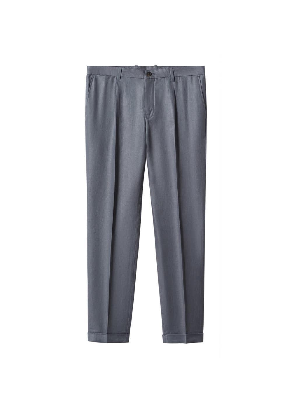 MANGO MAN - 100% linen regular fit pants medium grey - 36 - Men Product Image