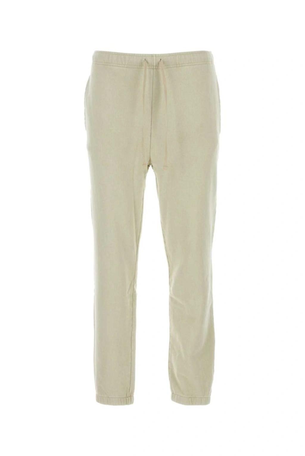 Pony Embroidered Drawstring Track Pants In Beige Product Image