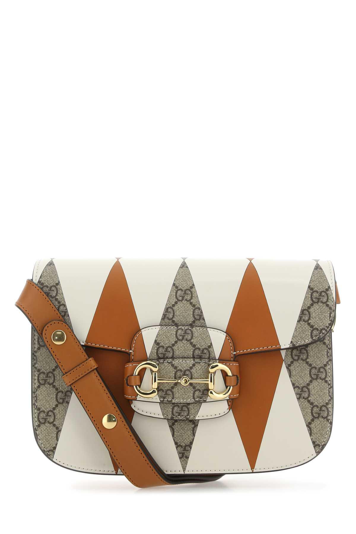 GUCCI Printed Gg Supreme And Leather Horsebit 1955 Shoulder Bag In Brown Product Image