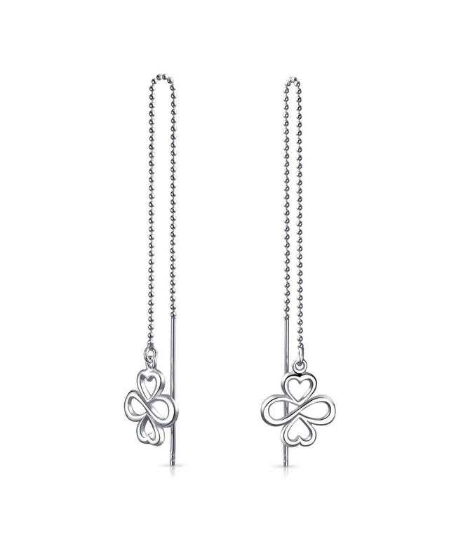 Bling Jewelry Ayllu Amulet Talisman Inspirational Intertwine Symbol Flower Infinity Clover Chain Threader Earrings For Women Sterling Silver Product Image