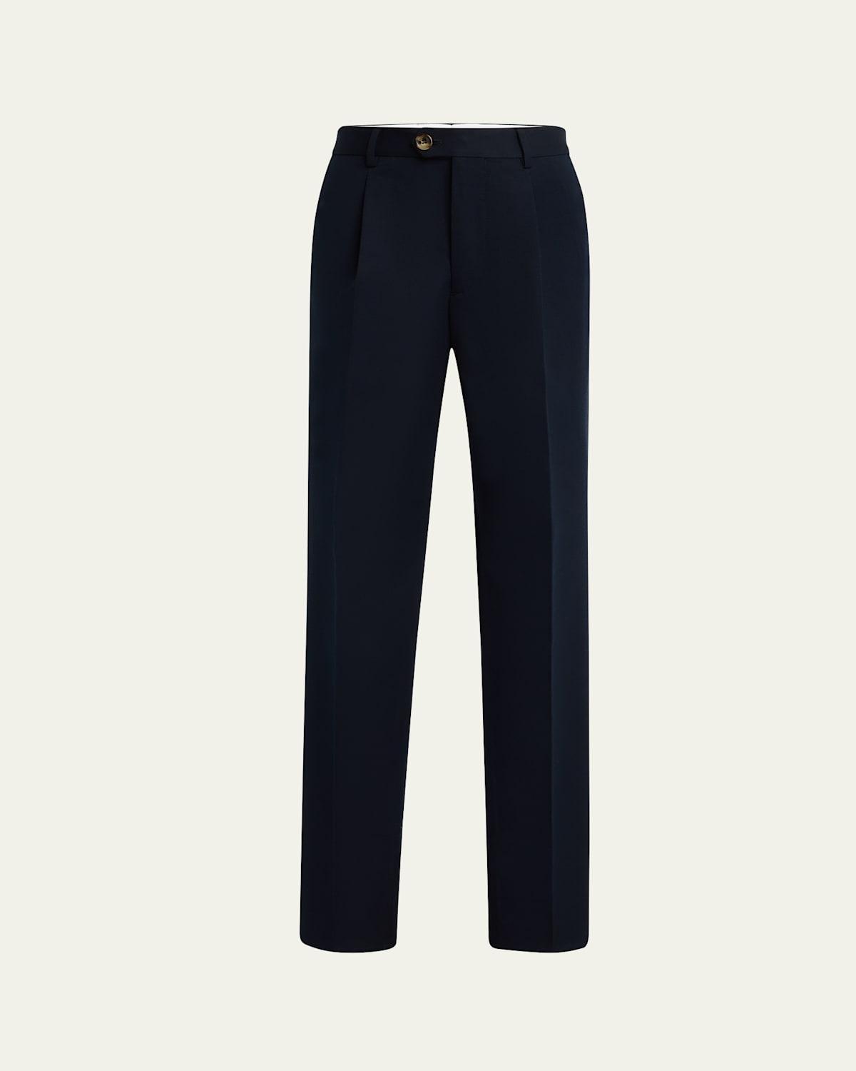 Mens Pleated Twill Trousers Product Image