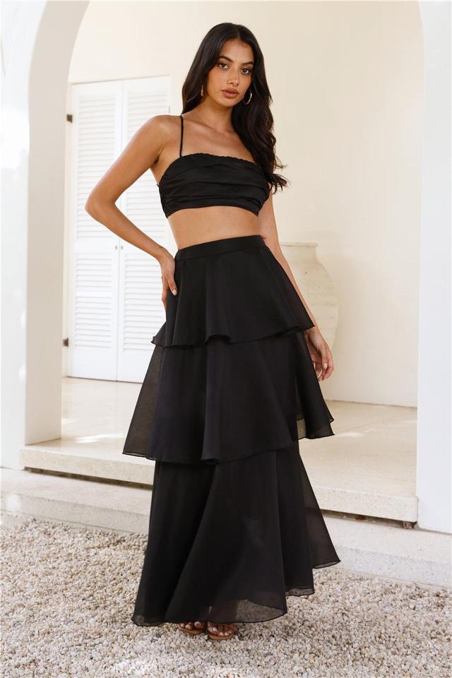 Two Becomes One Frill Maxi Skirt Black Product Image