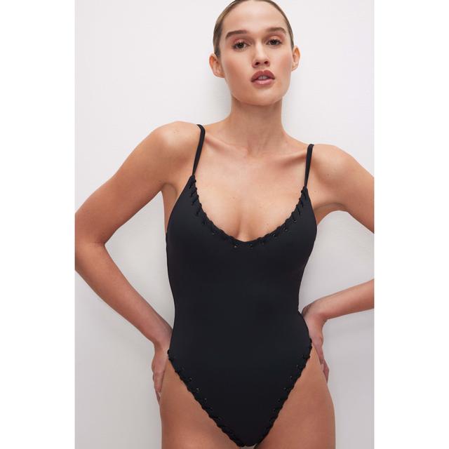 Womens Whip Stitch Compression Swimsuit | Black, Size 2XL | Good American by Khlo Kardashian Product Image