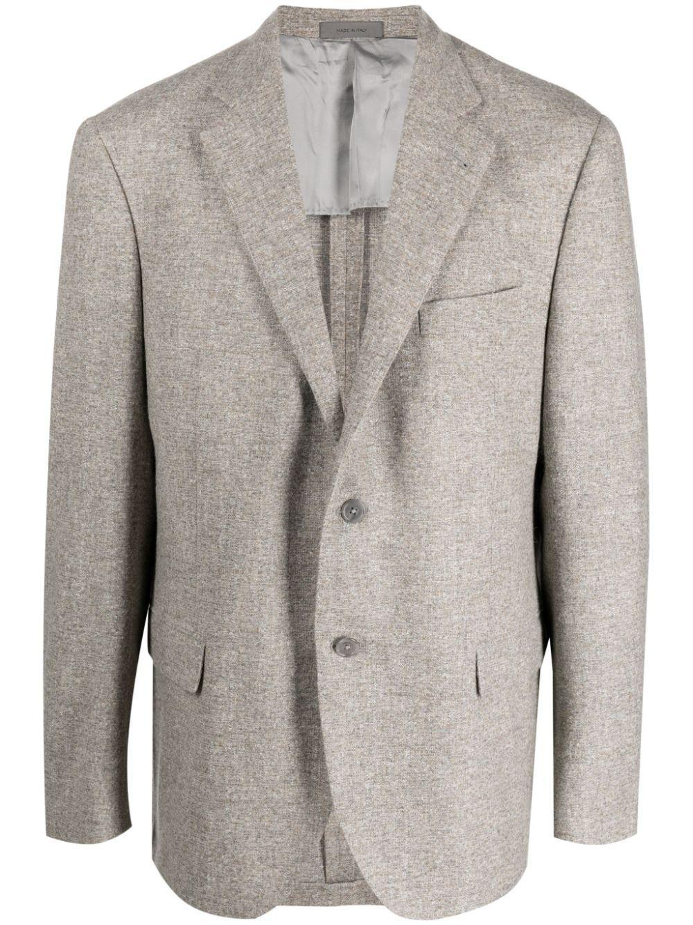 Single-breasted Virgin-wool Blend Blazer In Grey Product Image