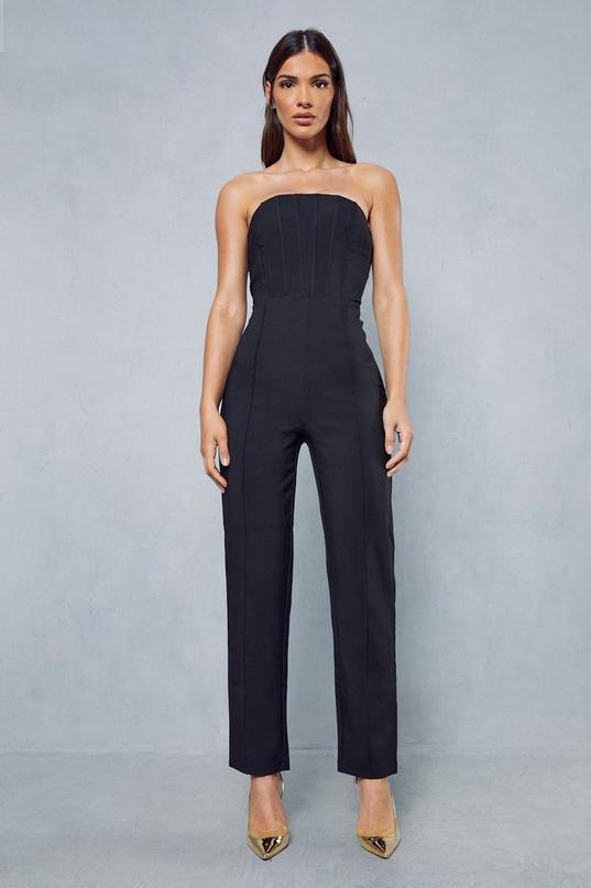 Premium Tailored Corset Bandeau Skinny Leg Jumpsuit  Product Image