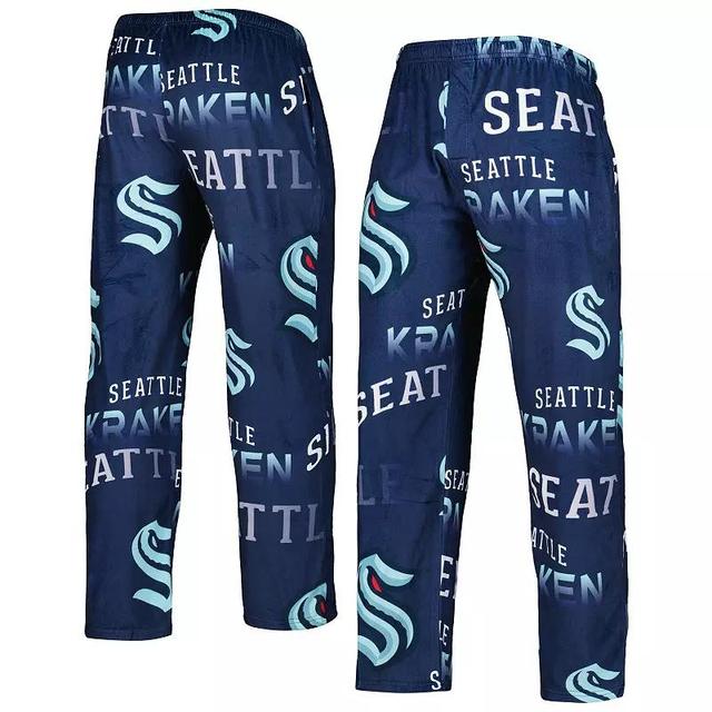 Mens Concepts Sport Deep Sea Blue Seattle Kraken Windfall Allover Microfleece Pajama Pants Krk Blue Product Image