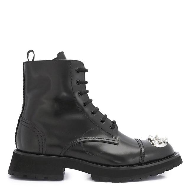 Men's Black/silver Punk Stud Lace-up Boots In Silver Tone/black Product Image