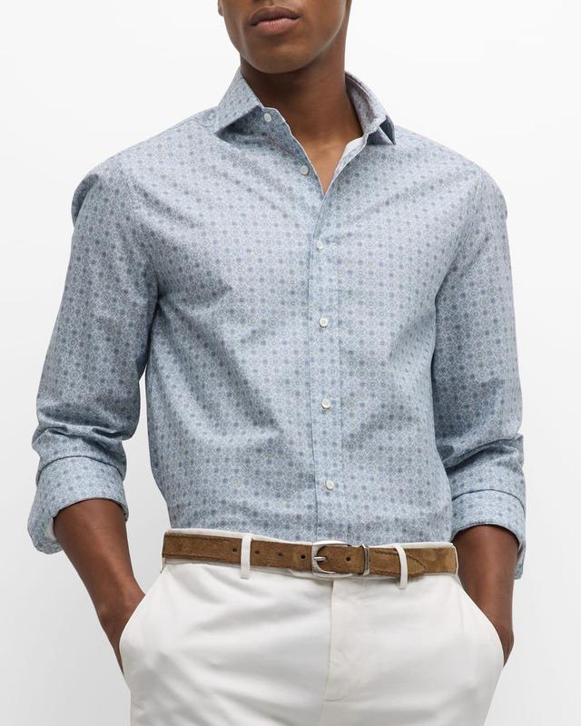 Mens Geometric-Print Button-Down Shirt Product Image